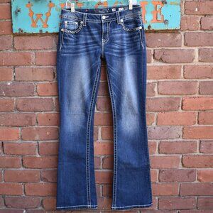 Miss Me Bootcut Jeans with Sequins & Metallic Embroidery Size 29